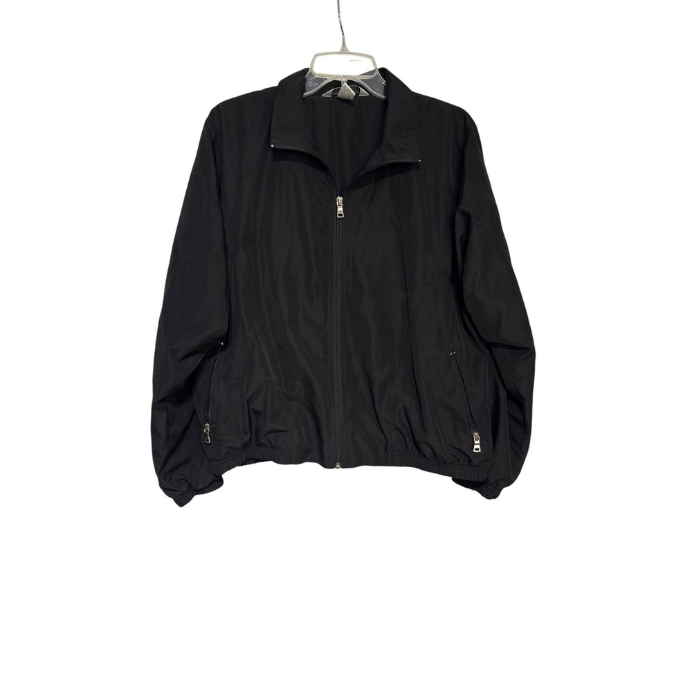 Napa Valley Womens Black Lightweight Jacket L Zip-Up Polyester & Cotton